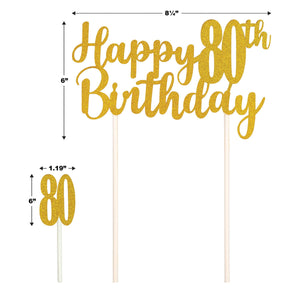 Happy  80th  Birthday Cake Topper (Pack of 12)