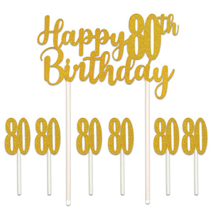 Beistle Happy 80th Birthday Party Cake Topper