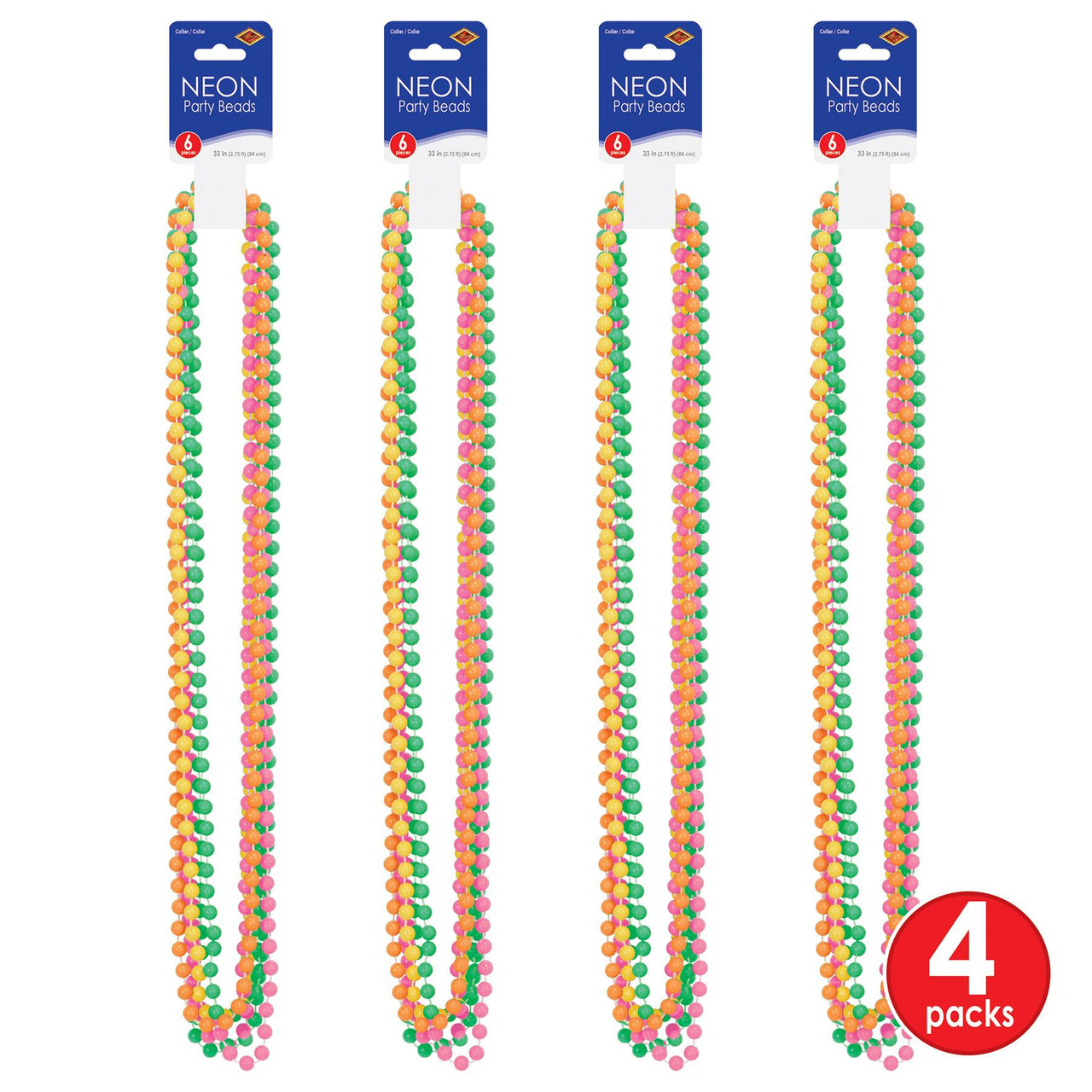 Bulk Neon Party Bead Necklaces (Case of 72) by Beistle