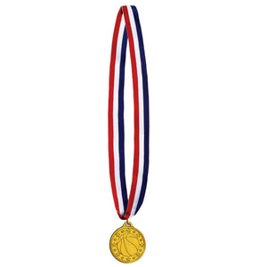 Beistle Basketball Medal with Ribbon