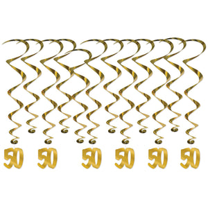 Beistle 50th Anniversary Whirls (12/Pkg)