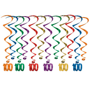 Beistle 100th Birthday Party Whirls (12/Pkg)