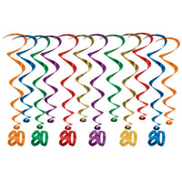 Beistle 80th Birthday Party Whirls (12/Pkg)