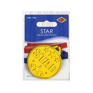 Bulk Star Medal with Ribbon (Case of 12) by Beistle