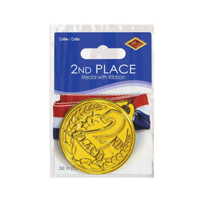 Bulk 2nd Place Medal with Ribbon (Case of 12) by Beistle