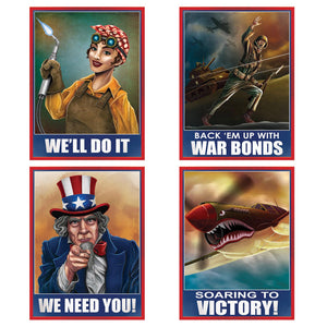 Beistle World War II Party Poster Cutouts (4/Pkg)