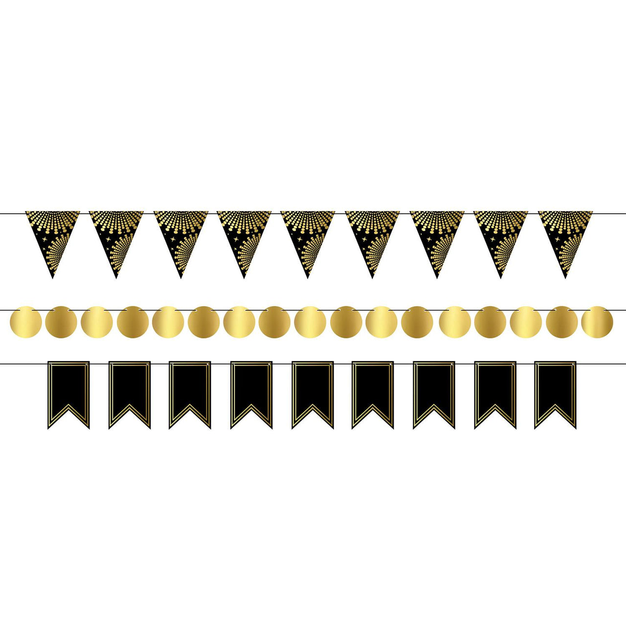 Beistle Foil Mini Party Streamer Kit - black & gold