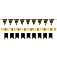 Beistle Foil Mini Party Streamer Kit - black & gold