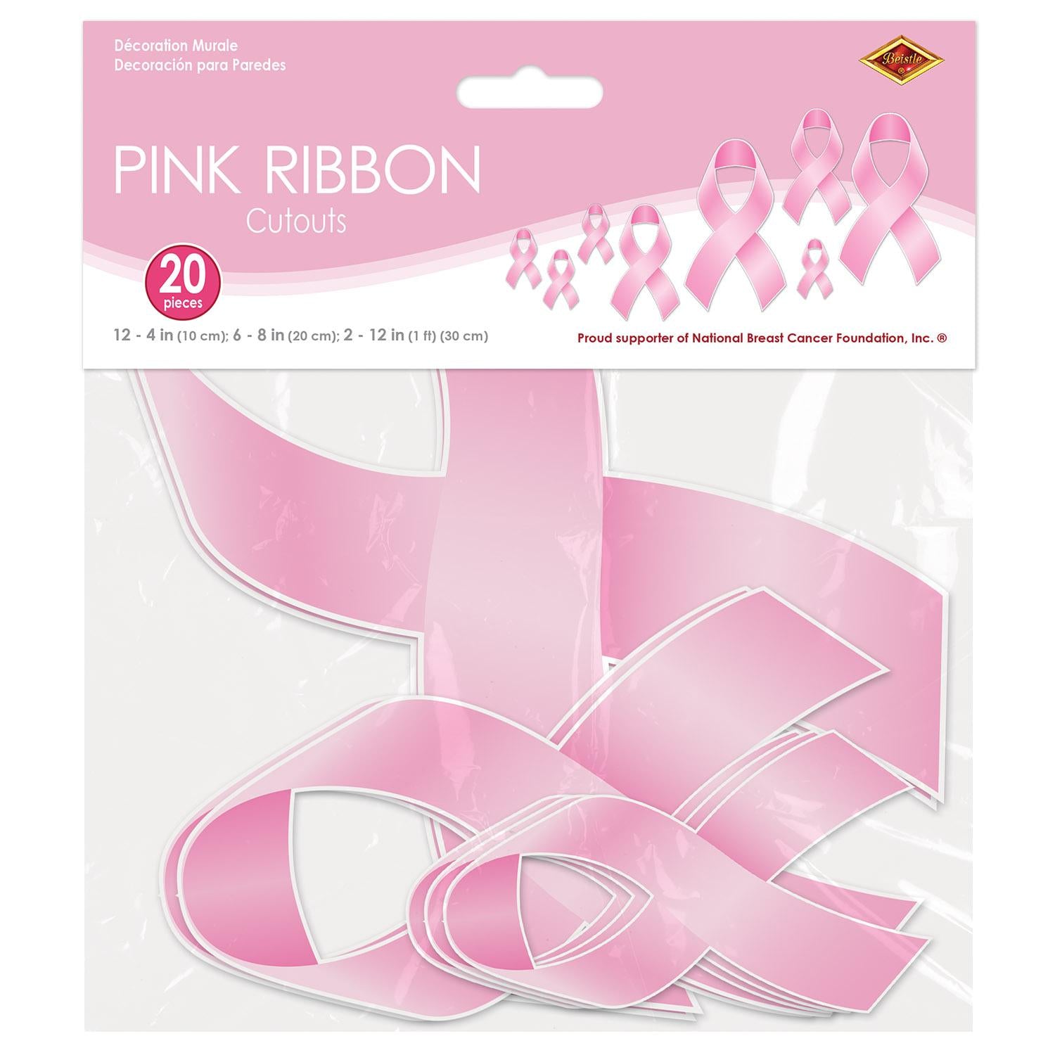 Beistle Pink Ribbon Party Cutouts (20/Pkg)
