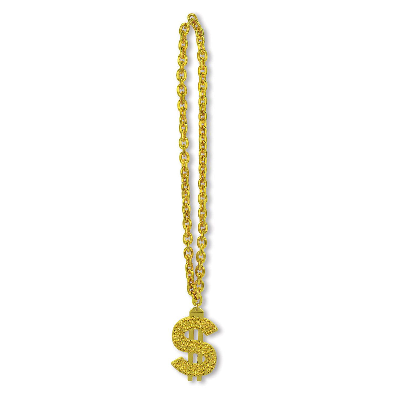 Gold Chain Party Bead Necklaces with $ Medallion (12 per Case)