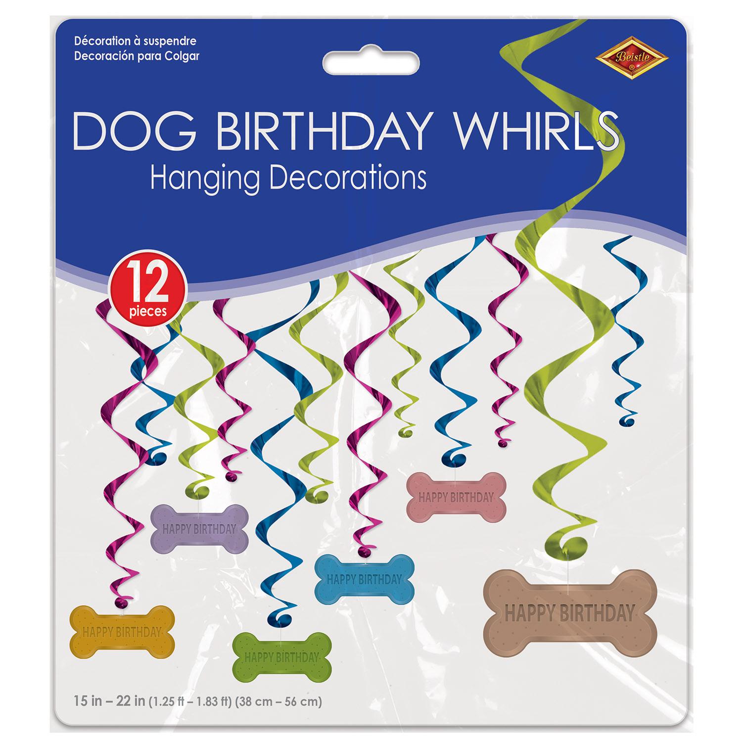 Beistle Dog Birthday Party Whirls (12/Pkg)