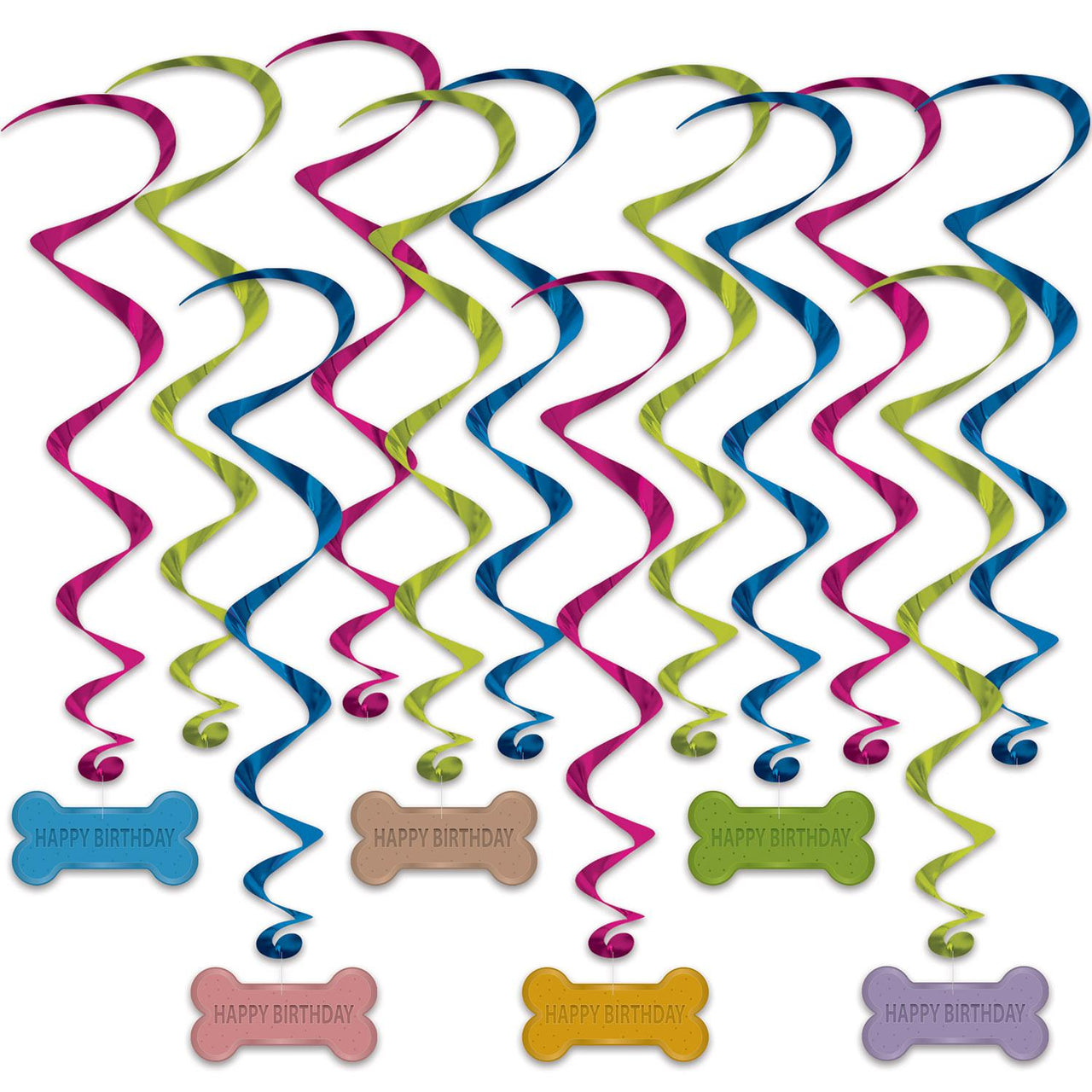 Beistle Dog Birthday Party Whirls (12/Pkg)