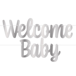 Beistle Foil Welcome Baby Streamer - Silver