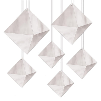 Beistle 3-D Foil Party Diamonds - Silver (6/Pkg)