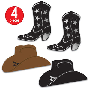 Bulk Foil Cowboy Hat & Boot Silhouettes (Case of 48) by Beistle