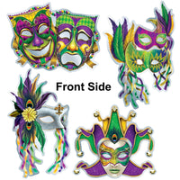 Bulk Foil Mardi Gras Mask Cutouts (Case of 48) by Beistle
