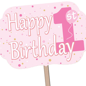 Bulk 1st Birthday Yard Sign - Pink (Case of 6) by Beistle