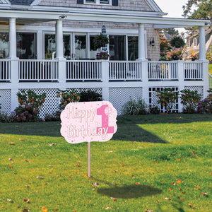 Bulk 1st Birthday Yard Sign - Pink (Case of 6) by Beistle