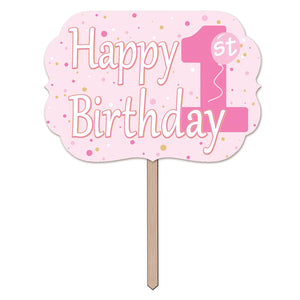 Beistle 1st Birthday Party Yard Sign - Pink