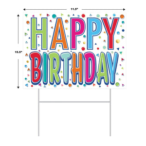 Bulk Plastic Happy Birthday Yard Sign (Case of 6) by Beistle
