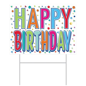 All Weather- Beistle Plastic Happy Birthday Party Yard Sign