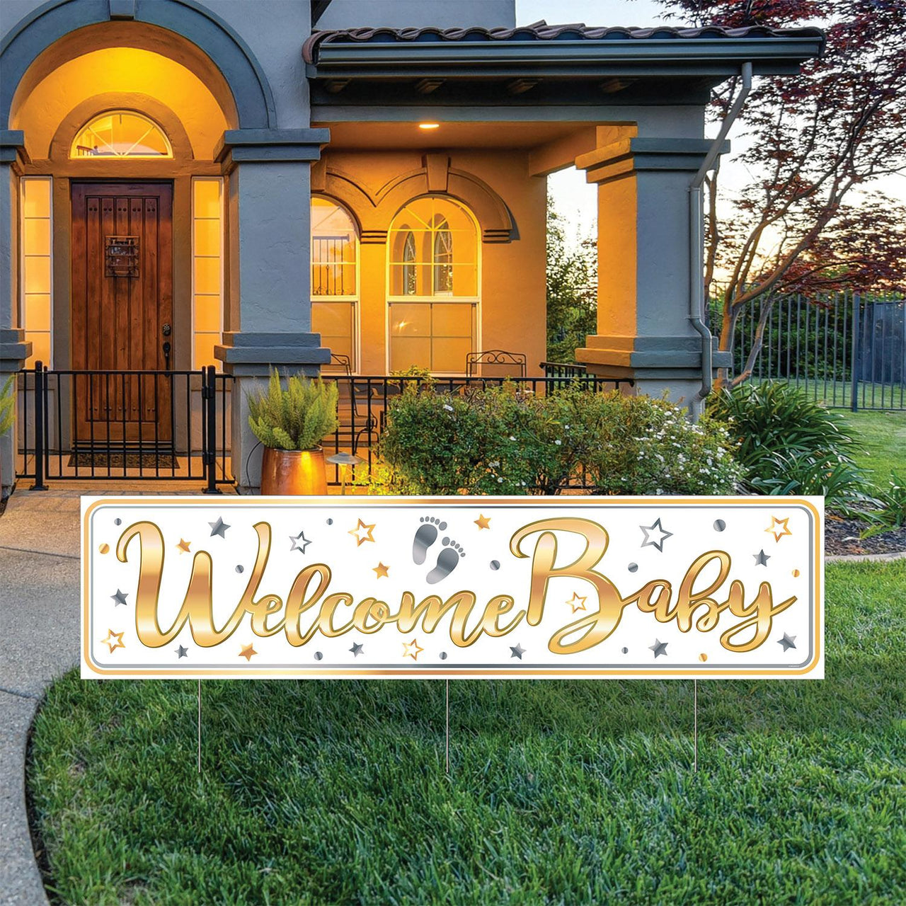 Bulk Plastic Jumbo Welcome Baby Yard Sign (Case of 6) by Beistle