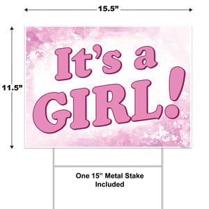 Bulk Plastic It's A Girl! Yard Sign (Case of 6) by Beistle
