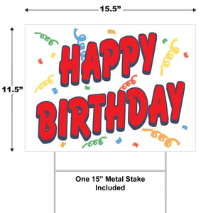 Bulk Plastic Happy Birthday Yard Sign (Case of 6) by Beistle