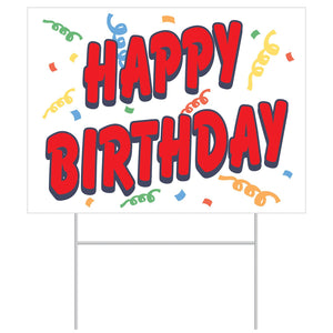 Red- Beistle Plastic Happy Birthday Party Yard Sign