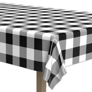 Bulk Plaid Tablecover - Black & White (Case of 12) by Beistle