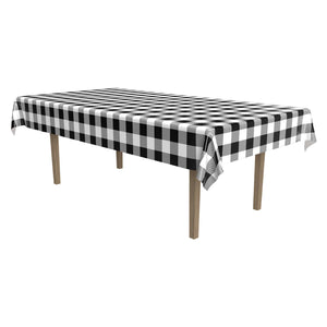 Beistle Plaid Party Tablecover - Black & White