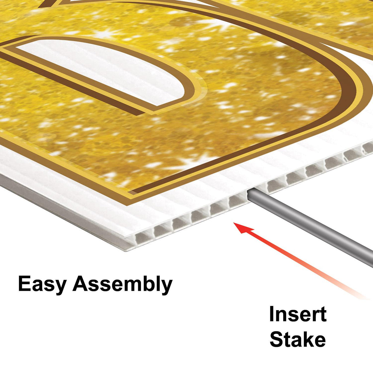 Bulk Plastic Jumbo Happy Birthday Yard Sign Set - Gold (Case of 4) by Beistle