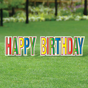 Bulk Plastic Jumbo Happy Birthday Yard Sign Set - Multi-Color (Case of 4) by Beistle