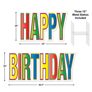 Bulk Plastic Jumbo Happy Birthday Yard Sign Set - Multi-Color (Case of 4) by Beistle