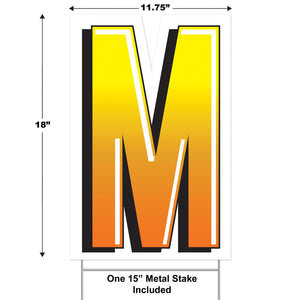 Bulk Plastic M Yard Sign (Case of 3) by Beistle