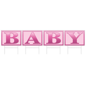 Beistle Plastic Baby Yard Sign- Pink
