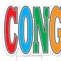 Party Supplies - Plastic Jumbo Congrats Grad! Yard Sign Set - Multi-Color (Case of 4)