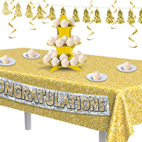 Bulk Printed Sequined Tablecover - Gold (Case of 12) by Beistle