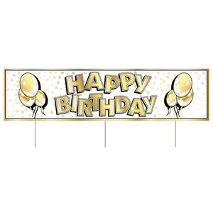 Beistle Plastic Jumbo Happy Birthday Party Yard Sign- Gold