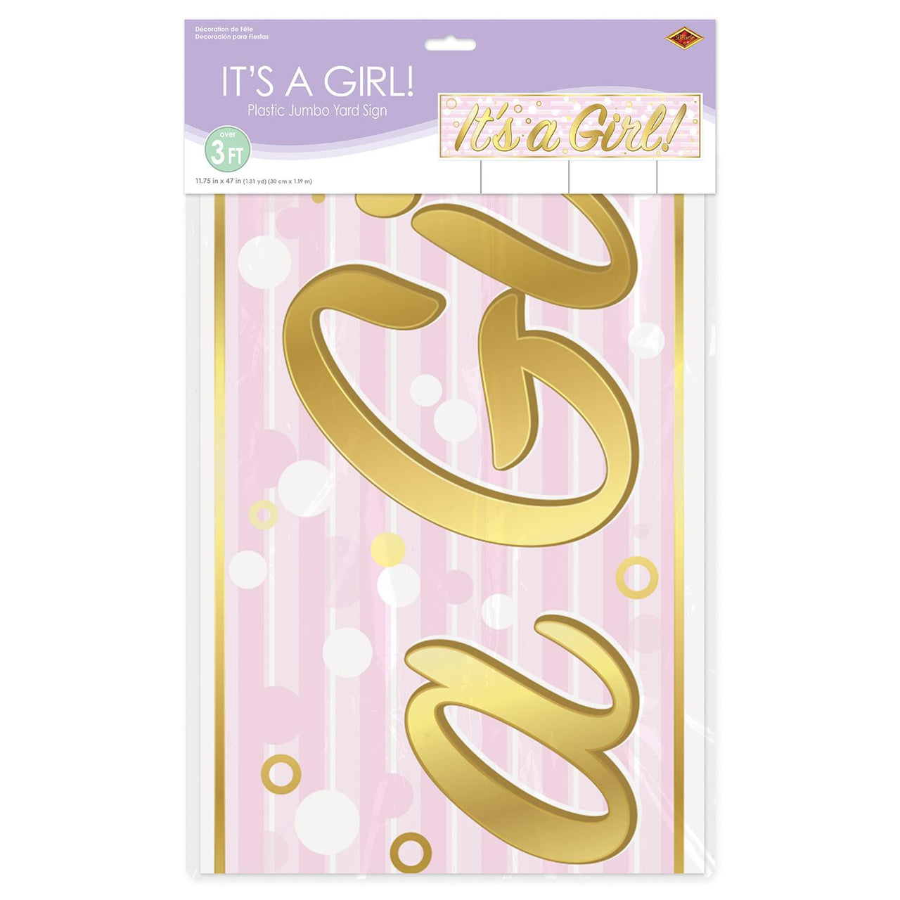 Bulk Plastic Jumbo It's A Girl! Yard Sign (Case of 6) by Beistle