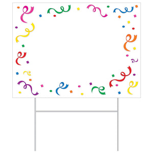 Beistle Plastic Blank Party Yard Sign With Confetti