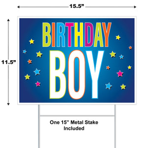 Bulk Plastic Birthday Boy Yard Sign (Case of 6) by Beistle