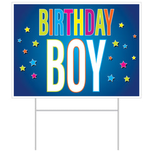 Beistle Plastic Birthday Party Boy Yard Sign