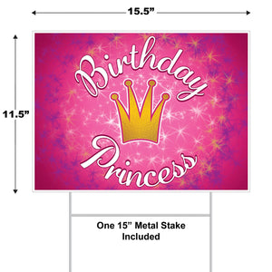 Bulk Plastic Birthday Princess Yard Sign (Case of 6) by Beistle