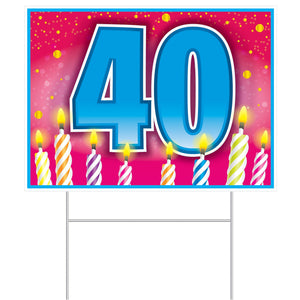 Beistle Plastic 40th Birthday Party Yard Sign