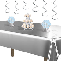 Bulk Metallic Rectangular Tablecover - Silver (Case of 12) by Beistle