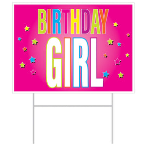 Beistle Plastic Birthday Party Girl Yard Sign