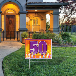 Bulk Plastic 50 Birthday Yard Sign (Case of 6) by Beistle