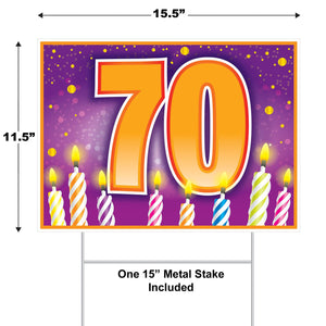 Bulk Plastic 70 Birthday Yard Sign (Case of 6) by Beistle