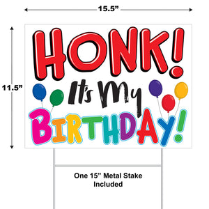Bulk Plastic Honk! It's My Birthday Yard Sign (Case of 6) by Beistle